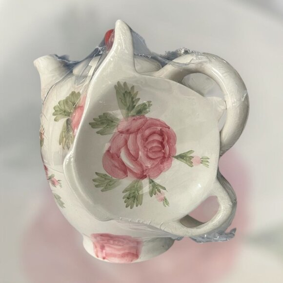 Oxford Elite Rose Floral Ceramic Teapot for One – Pink Roses & Green Leaves – NE - Picture 2 of 5